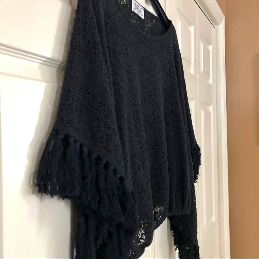 VaVa by Joy Han Crochet Fringe Boho Poncho - Picture 3 of 11